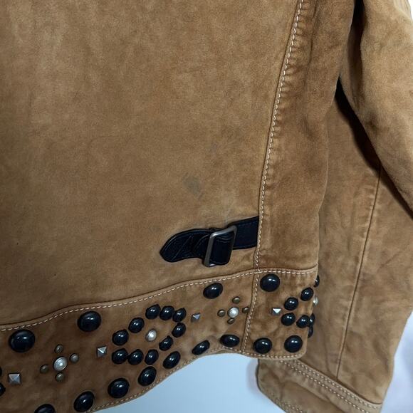 COACH 1941 Suede Lambs Leather Studded Jacket Tan Camel Sz 6 MSRP $1795 - Picture 5 of 12